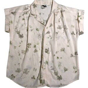Vintage Floral Button Down Blouse Cottagecore Grannycore Short Sleeve Size S